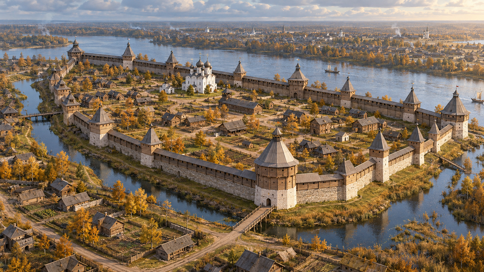 Осенняя художественная панорама крепости